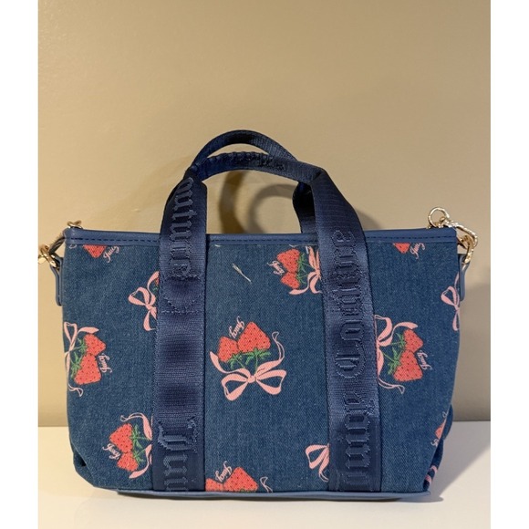 NWT Juicy Couture Strawberry Festival Mini Tote Bag - Denim Multi - Picture 3 of 8